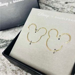 Mickey Mouse Disney 18K Gold Sterling Silver Threader Hoop Earrings